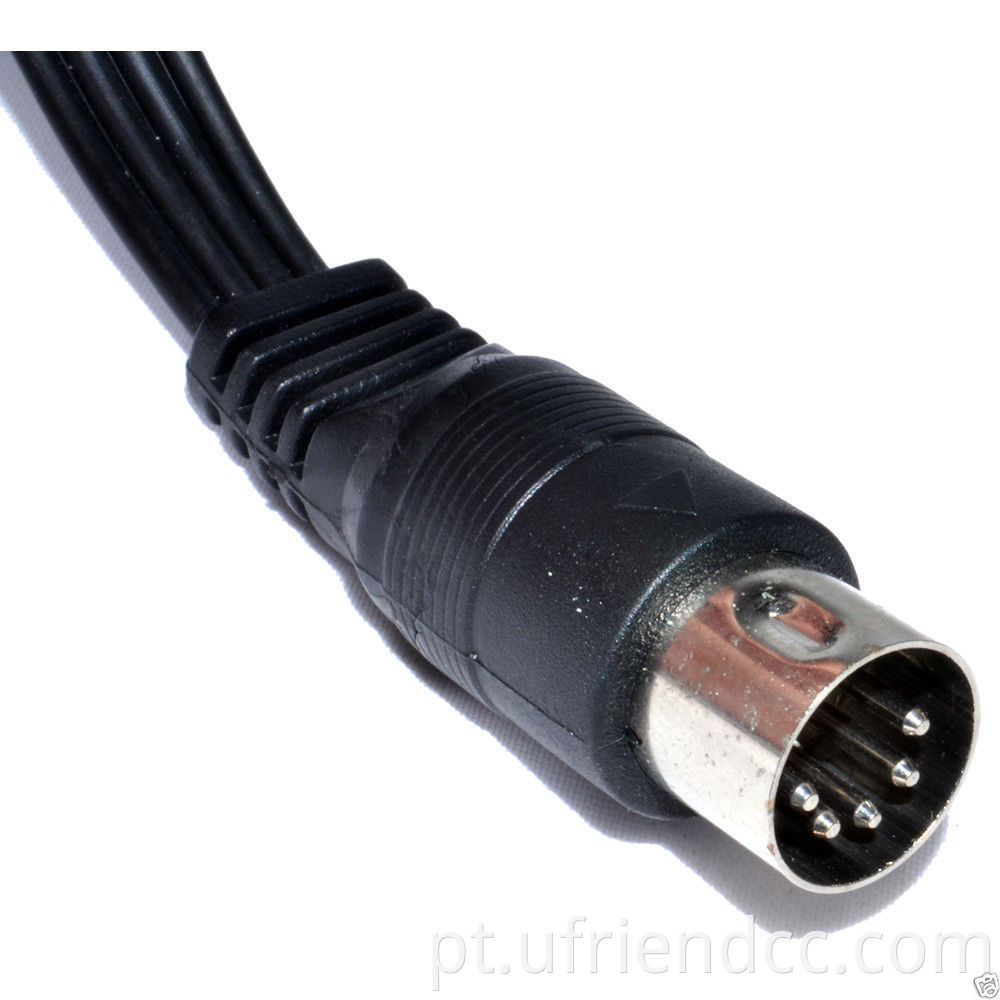 3m 5 pin Midi Din Plug Audio Cable preto com conector DIN de 5 pinos com chave